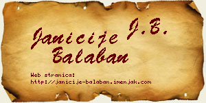 Janićije Balaban vizit kartica